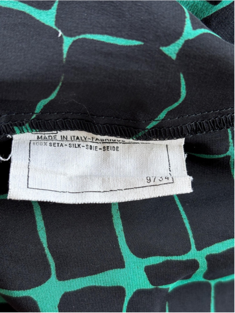 Valentino Miss V Silk Blouse – Green Black Wrap Style Made in Italy - Picture 4 of 7